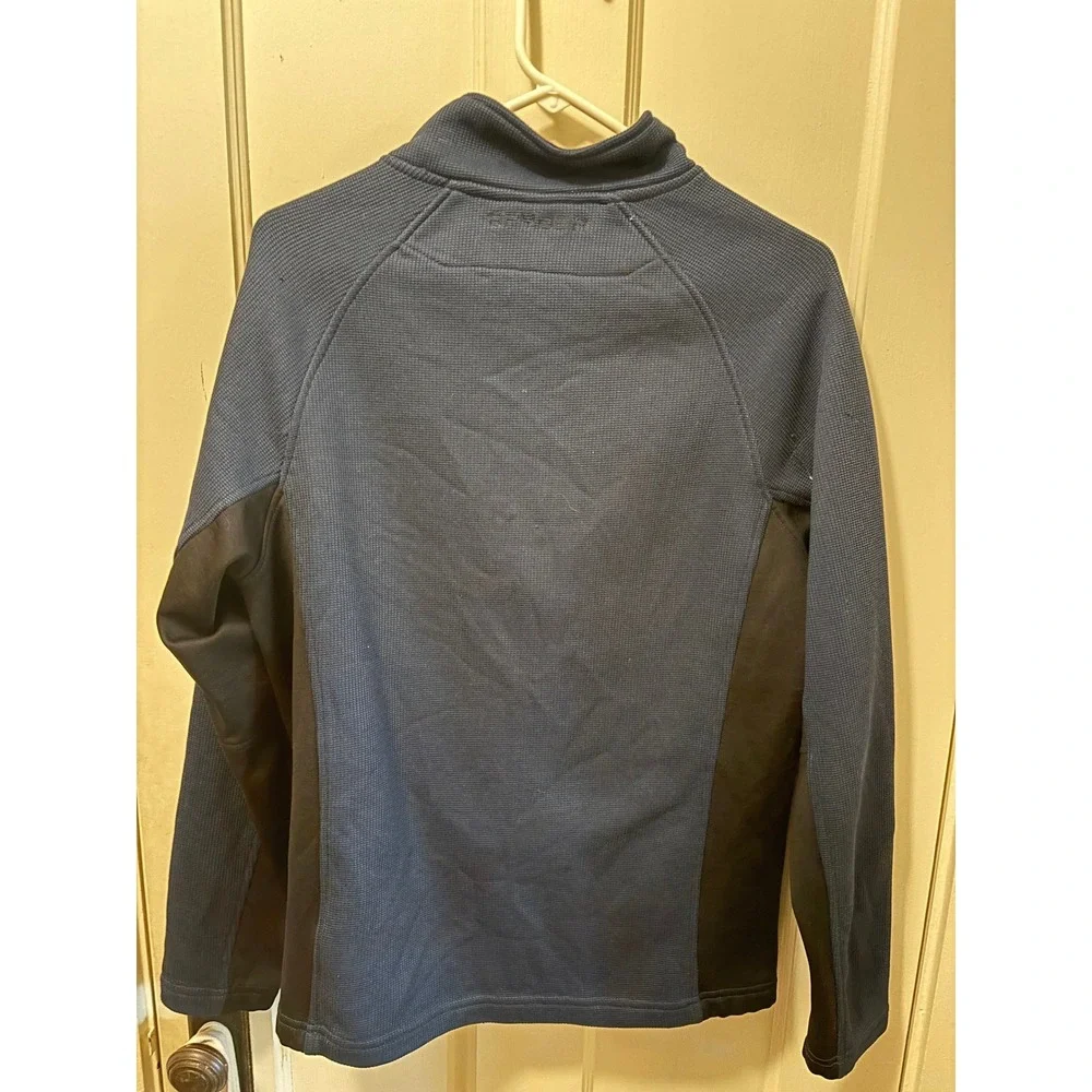 Spyder Mens Navy Blue Quarter Zip Pullover Jersey Mikes Logo Waffle Knit Medium